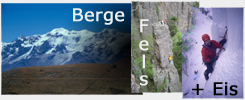 Berge, Fels und Eis