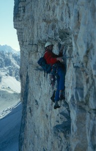 Erste Seilnge im Quergang der Cassin (8.SL)